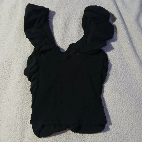 GAP Women's Black Ruched Top SZ XXS - Picture 5 of 7